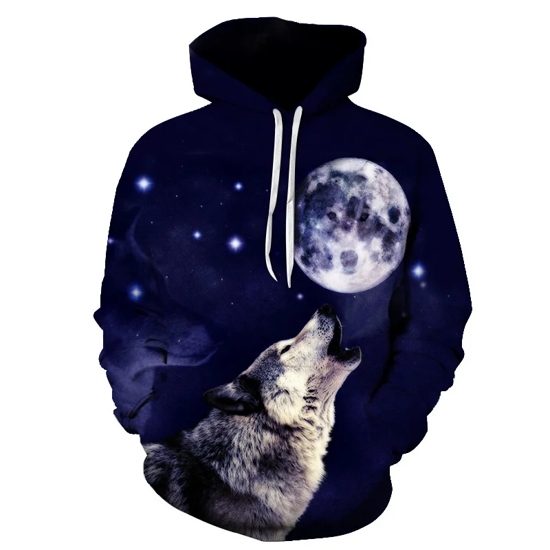 3d-printed Wolf men and women sportswear long-sleeved pullover hoodie streetwear hip-hop sweatshirt loose jacket jacket harajuku - Цвет: 064