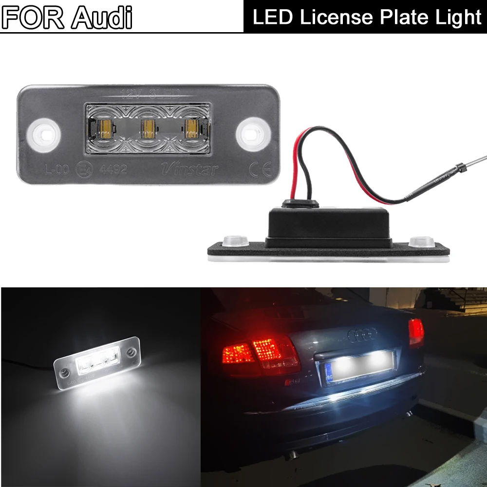 2Pcs Error Free White LED License Plate Light Number Plate Lamp For Audi A8 D3 2002 2003 2004 2005 2006 2007 2008 2009 2010