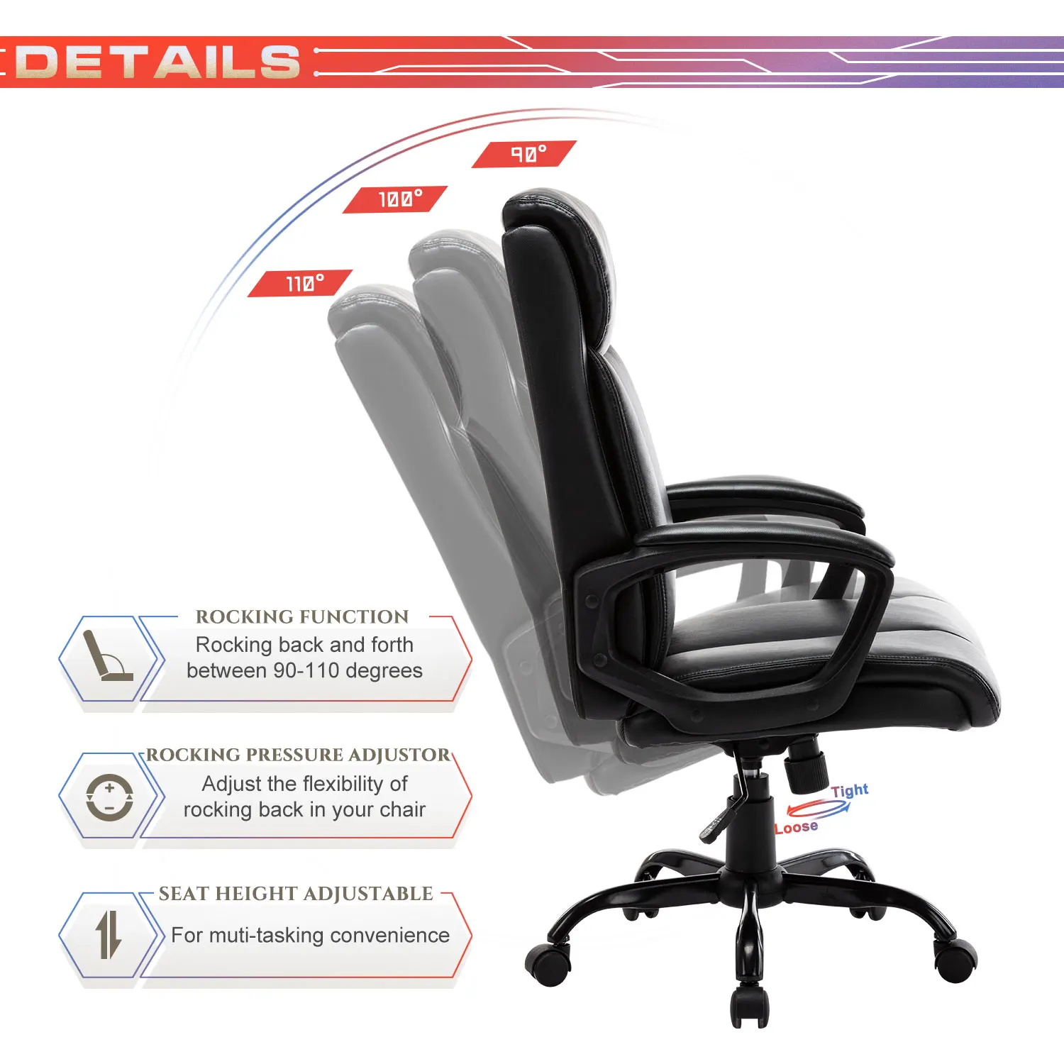 Unique Elegant Style High Back Home Office Leather Computer Chairs