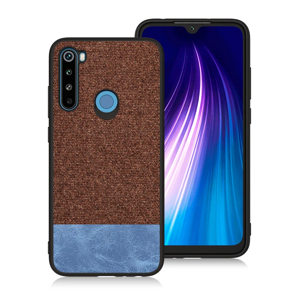 brown with blue Роскошный холст тканевый чехол для телефона для Xiaomi Redmi Note 8 8pro mi 9 8 тонкий, мягкий, из полиуретана край Сшивание ткань задняя ударопрочный чехол - Цвет: brown with blue