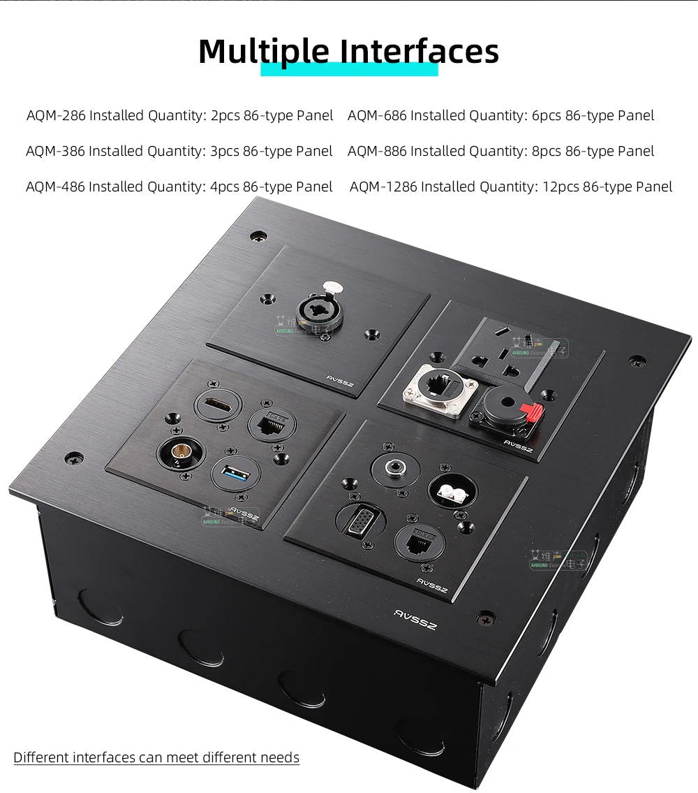 Multifunktionale Bodensteckdose D-Typ XLR Strom- und AV-Schnittstellenpanel für Bühne und Konferenzraum, Anpassbar – Detail 8