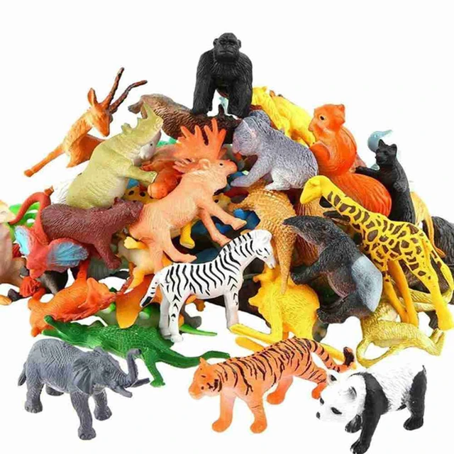 12 figurines d'animaux de la jungle en plastique