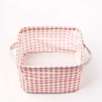 

1pc Pink Linen Makeup Storage Bag Folder Cosmetics Cases Stationery Supplies Collapsible Cotton Makeup Portable Storage Bag