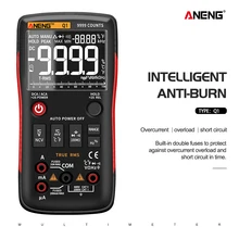 Best Price ANENG Q1 digital multimeter 9999 Analog Tester True RMS Professional Multimetro DIY Transistor Capacitor NCV Testers lcr Meter