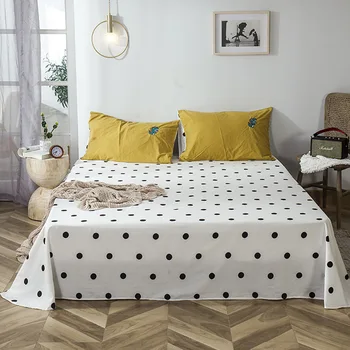 

100% Cotton Dot Print Flat Sheet For Children Adults Single Double Bed Flat Bedsheets (No Pillowcase) XF743-11