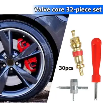 

30pcs Brass Valve Cores Valve Core Remover Multi-function 4 Way Tool for Car Bike Bicycle Motorcycle Tire Repair Accessories