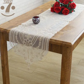 

Home Decorative Classic Beige Color Mesh Ribbons Embroidery Table Runner