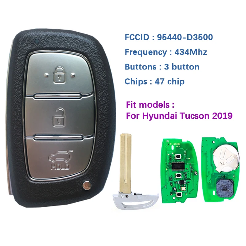 Cn020130 Per Hyundai Tucson 2019 Originale Smart Remote Key 3 Pulsanti 433Mhz 95440-D3500