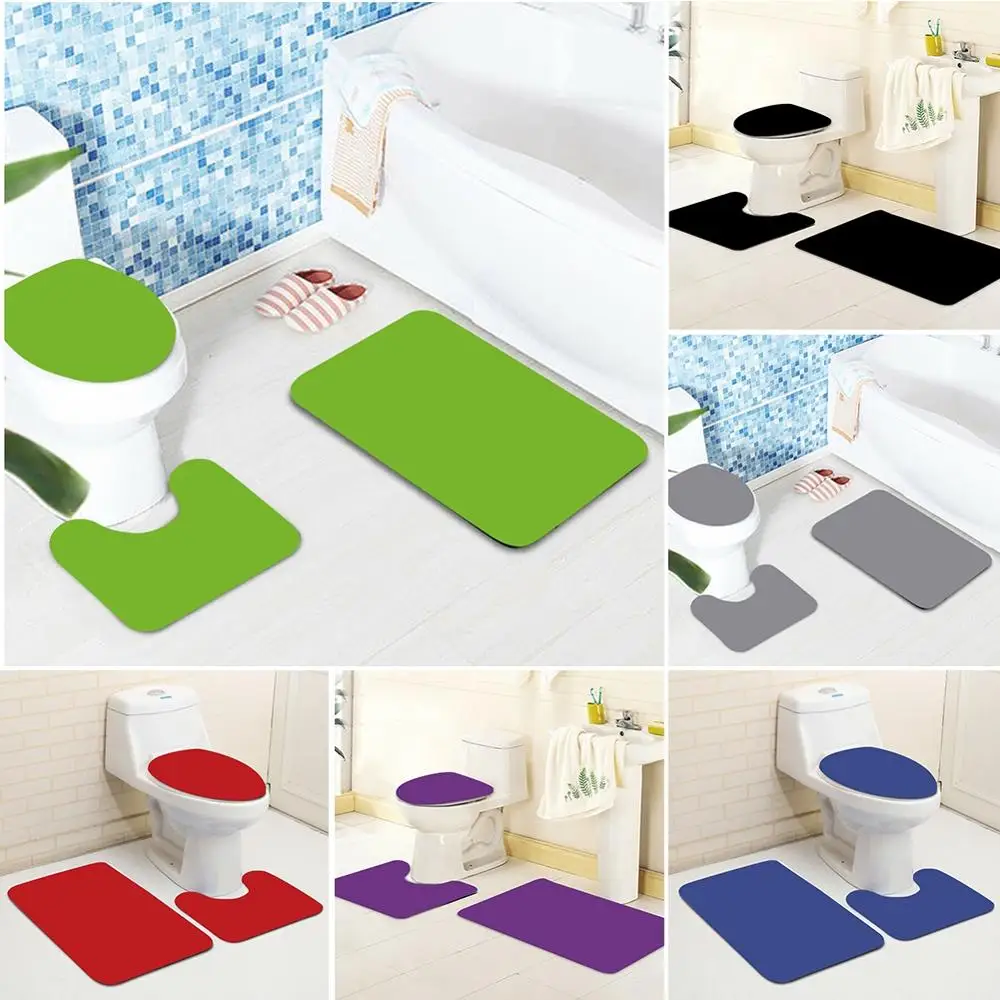 The New Bathroom Floor Mat Durable Flannel Bathroom Solid Color