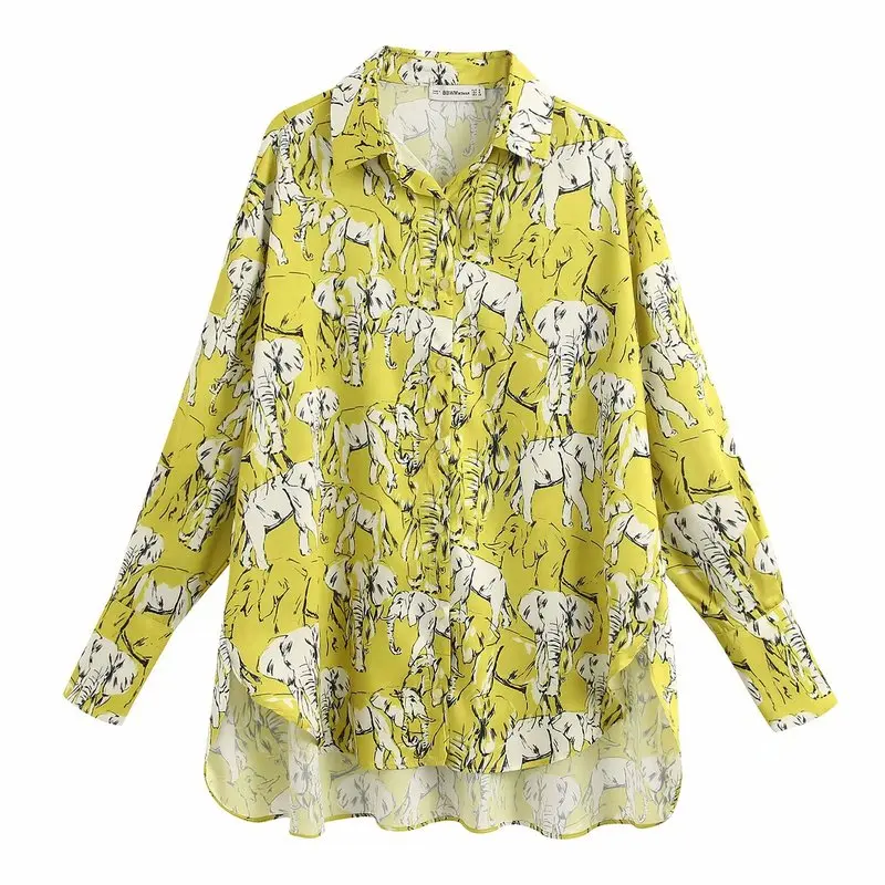 Ms BB2048 45 женская блузка blusa feminina blusas рубашка новая свободная с принтом слона