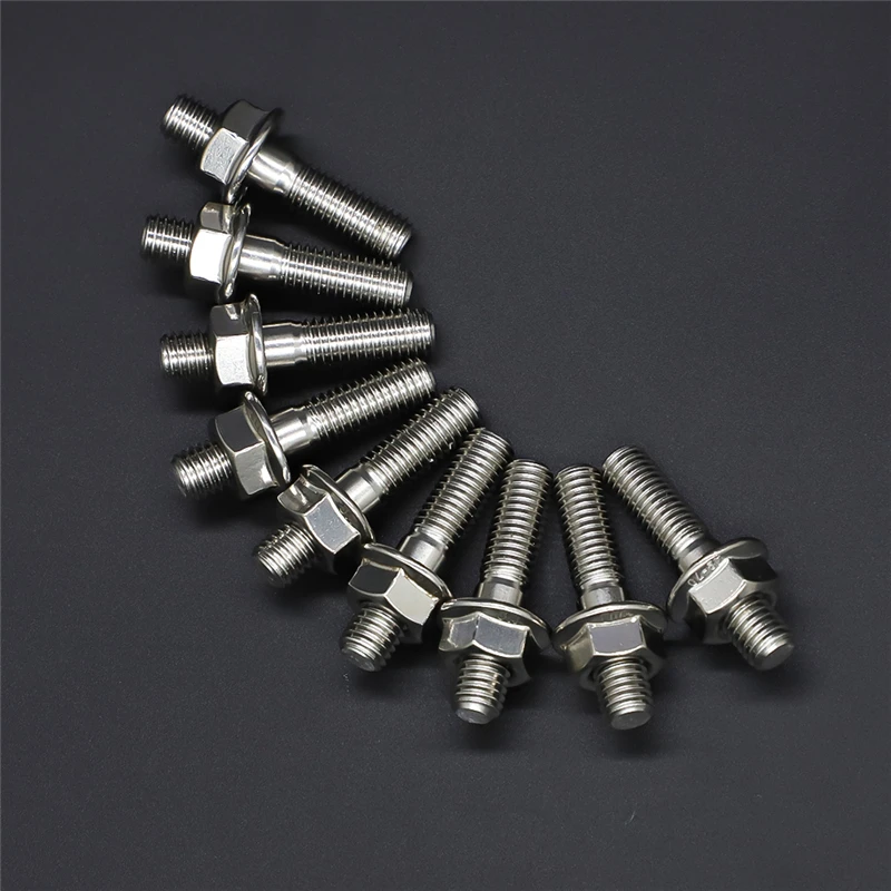 Auto Fasteners M8*40 Exhaust Manifold Stud Serrated Nuts Bolts Screws Honda Civic Acura Integra V3 B D Series Stainless Steel Exhaust Stud