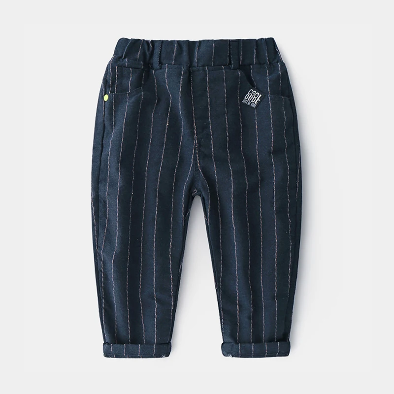 Spring Autumn Student Striped Elastic Cotton Long Pants for Boys 2 3-10 Years