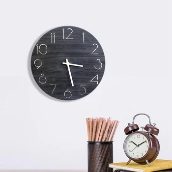 

New Vintage Style Design Non-Ticking Silent Antique Wood Clock Large Watch for Home Kitchen Office Cafe Decoration for Wall