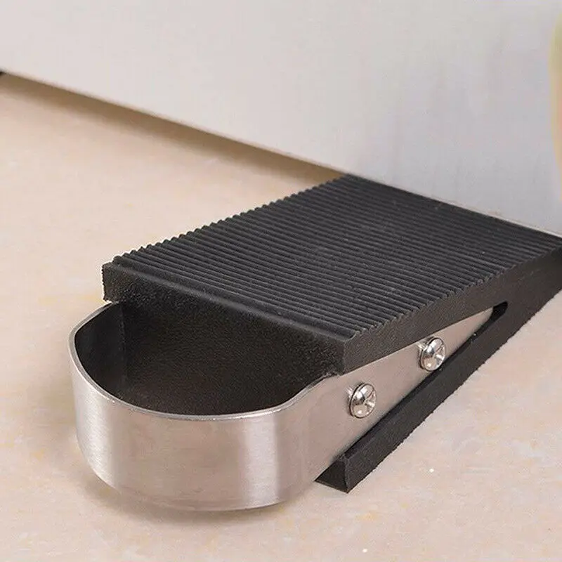 

Room Heavy Duty Non-Slip Rubber Door Wedge Strong Stopper Jam Jammer Black