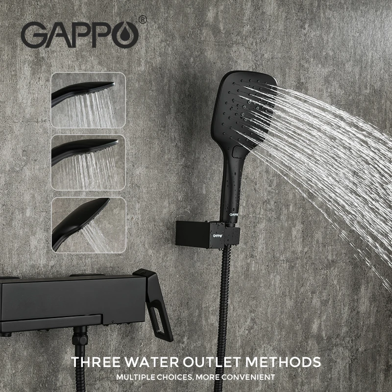 GAPPO bath rain shower black faucet Bathtub Faucet tap wall bathroom shower tap bath sink faucet water mixer system