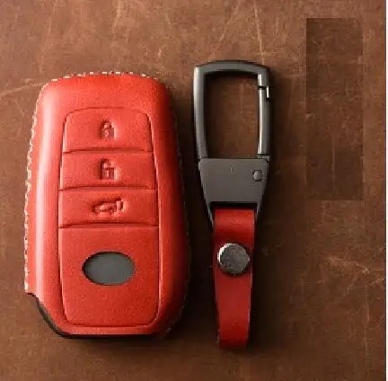3Button red 02 Чехол из натуральной кожи с дистанционным управлением для Toyota Camry Highlander Prado Crown Land Cruiser Prius Vitz Reiz Fortuner Prius - Название цвета: 3Button red 02