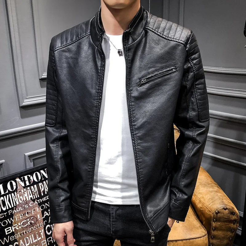 Модный бренд High Street искусственная кожа для мужчик куртка Байкер Slim Fit замшевые куртки для мужчин Твердые молнии ПУ Топы пальто DS50869