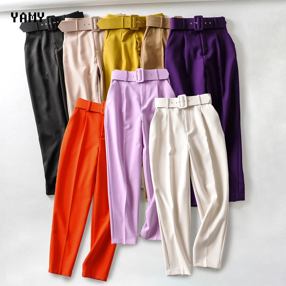8 Colors Womens High Waist Trousers with Belt Lavender Orange Casual office lady Pants zoravicky Womens Winter Pants Trousers 8 Colors Womens High Waist Trousers with Belt Lavender Orange Casual office lady Pants zoravicky Womens Winter Pants Trousers