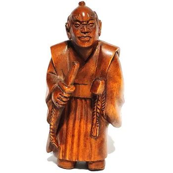 

Y7123 - 2" Hand Carved Boxwood Netsuke : Japanese Samurai Man