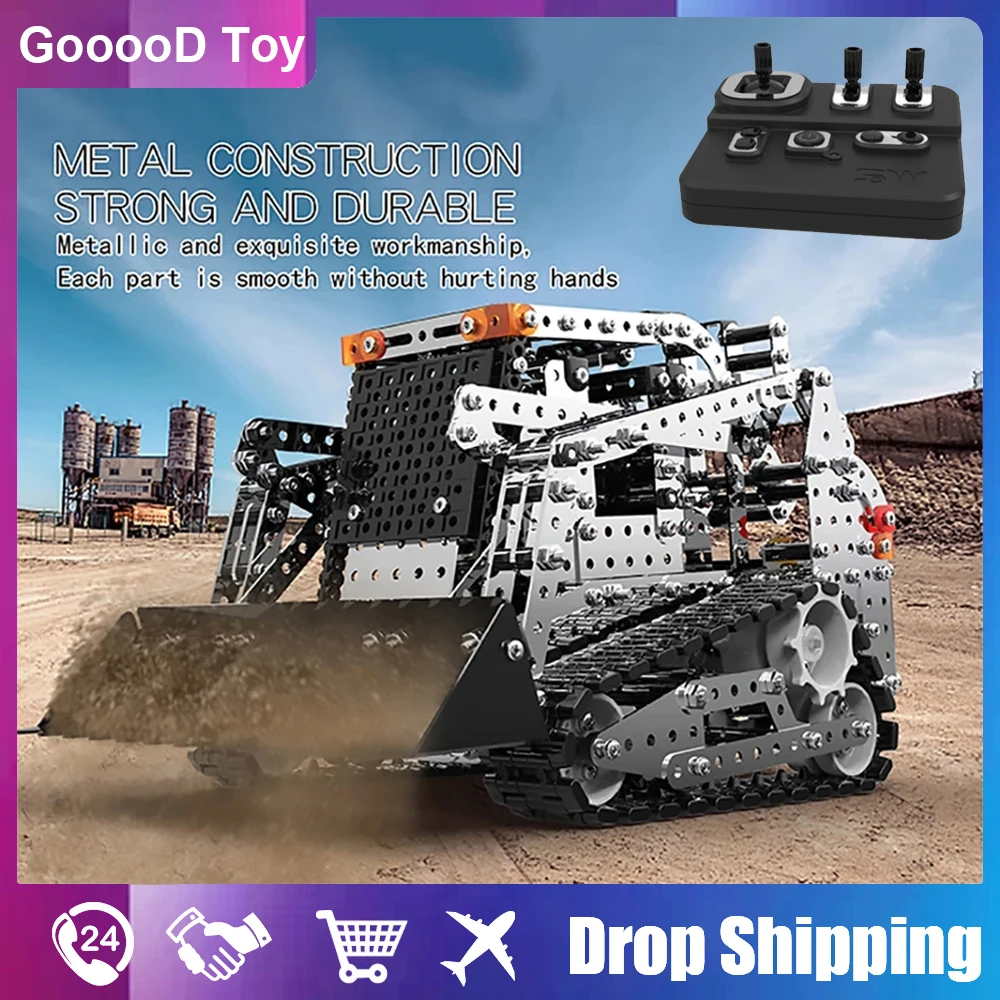 Rc Truck Stainless Steel Assembled Bulldozer 2.4G Radio Controlled 10 Ch Puzzle Building Block Construction Set Car Toys for Boy