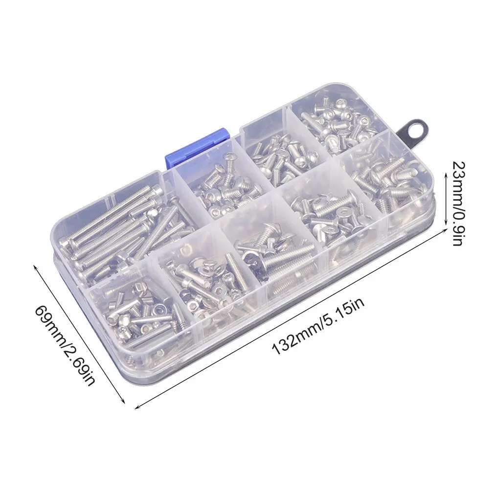 

Stainless Steel Hex Screw Nut Kit Set with Plastic Box For 1/10 RC Crawler Car Axial Scx10 II 90046 90047 Accessories