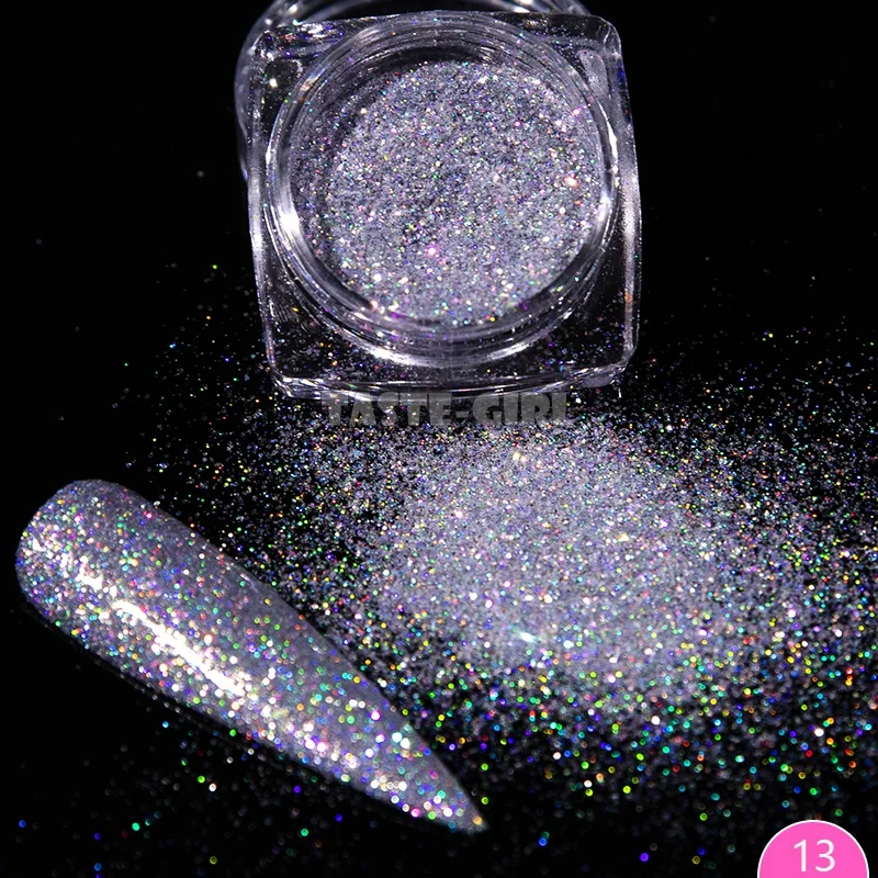1 баночка Потрясающие цветные яркие блестящие лазерные голографические хамелеоны сверкающие Порошковые наклейки для дизайна ногтей меняющие цвет наклейки для пыли DIY Tip DJ - Цвет: DJ13