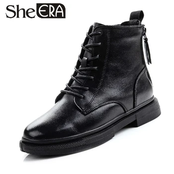 

Popular Women's Shoes 2019 New Leather Martin Short Boots Korean Style Autumn and Winter Cotton Shoes Big Yards Fashion Boots