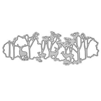 

New Die Cut Embossing Frame Decorative Metal Cutting Dies Christmas Forest Deer Background Scrapbooking Steel Craft Paper Car