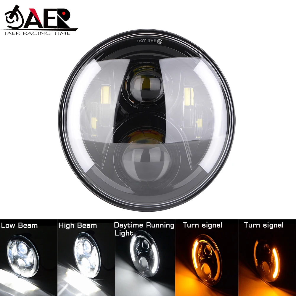 

JAER 7" 50W LED Motorcycle Headlight with DRL and Amber Turn Signal Light Hi&Low Headlamp for Honda Hornet 900 600 250 CB400 500