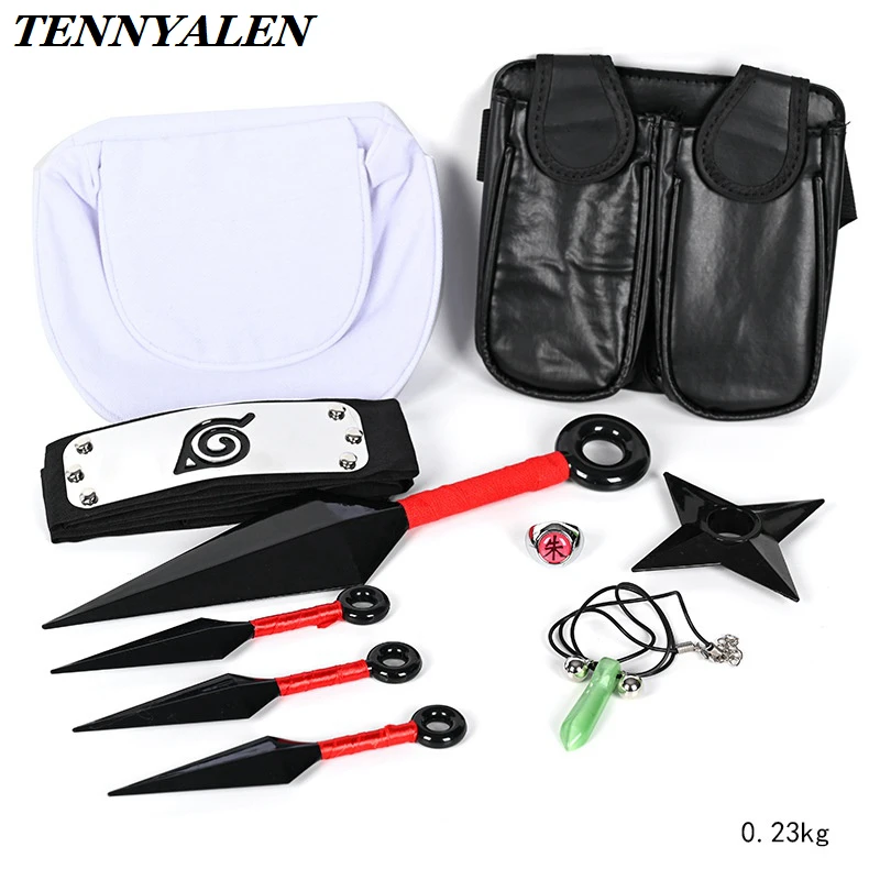 

Anime cosplay Naruto Cosplay Props Akatsuki Ring Uchiha Itachi Headband Necklace Uzumaki Naruto Weapon Set 11 Style halloween