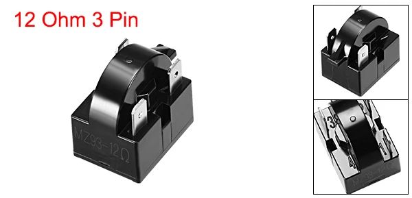 Uxcell 1 шт. 4,7-33 Ом 2-4 Pin холодильник стартер PTC реле пластик черный для различных брендов мини холодильников и охладителей