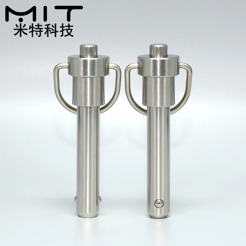 볼 잠금 핀 퀵 릴리스 핀 버튼 유형, 링 핸들 포함, 풀 퀵 잠금 핀, 스테인리스 스틸, dia 5, 6, 8, 10, 12/16, 재고 있음