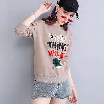 

2020 WOMEN NEW autumn new wear wild print sweater female casual long-sleeved T-shirt top
