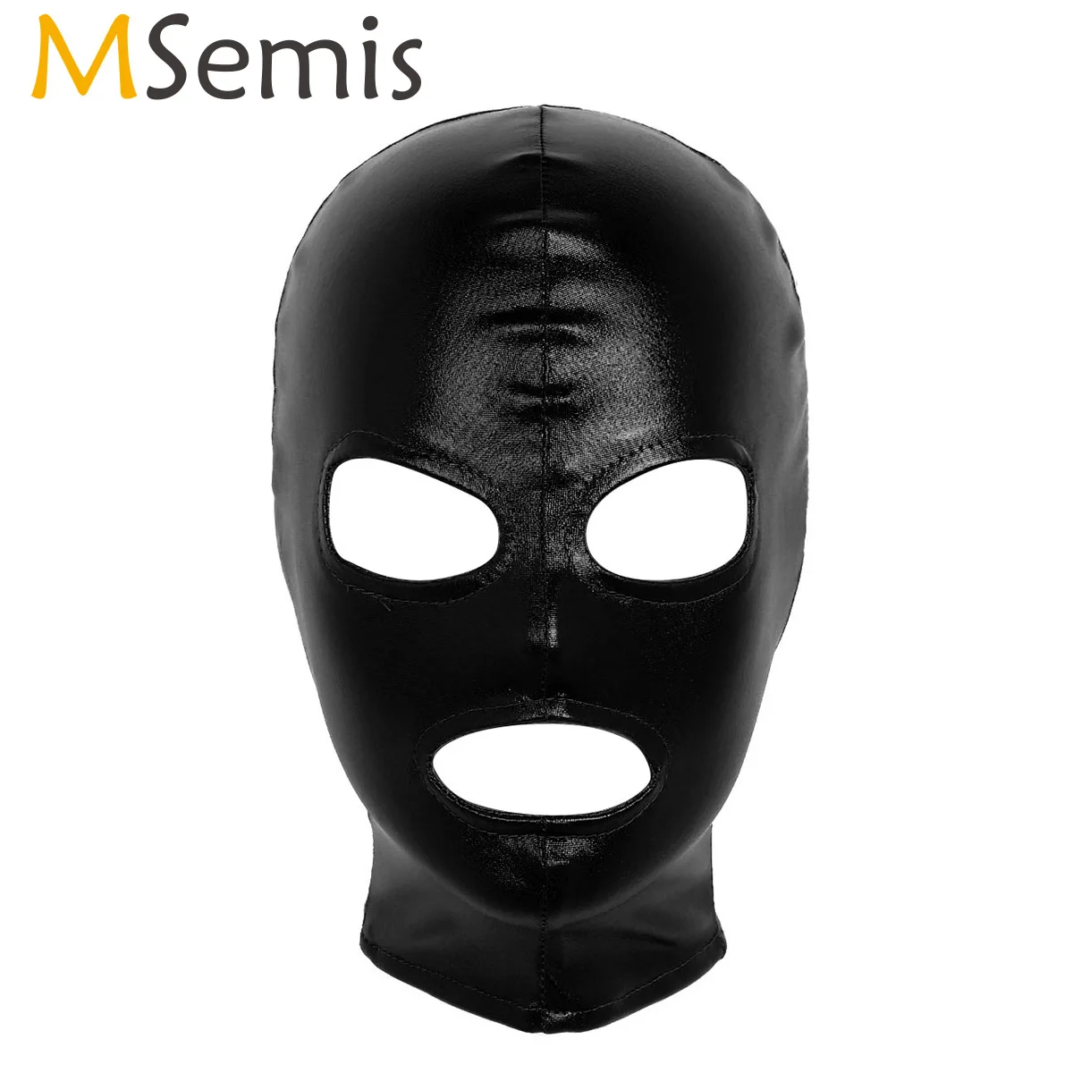 Full Face Mask Unisex Men Women Latex Mask Shiny Metallic Open Eyes and Mouth Headgear Cosplay Role Play Costume