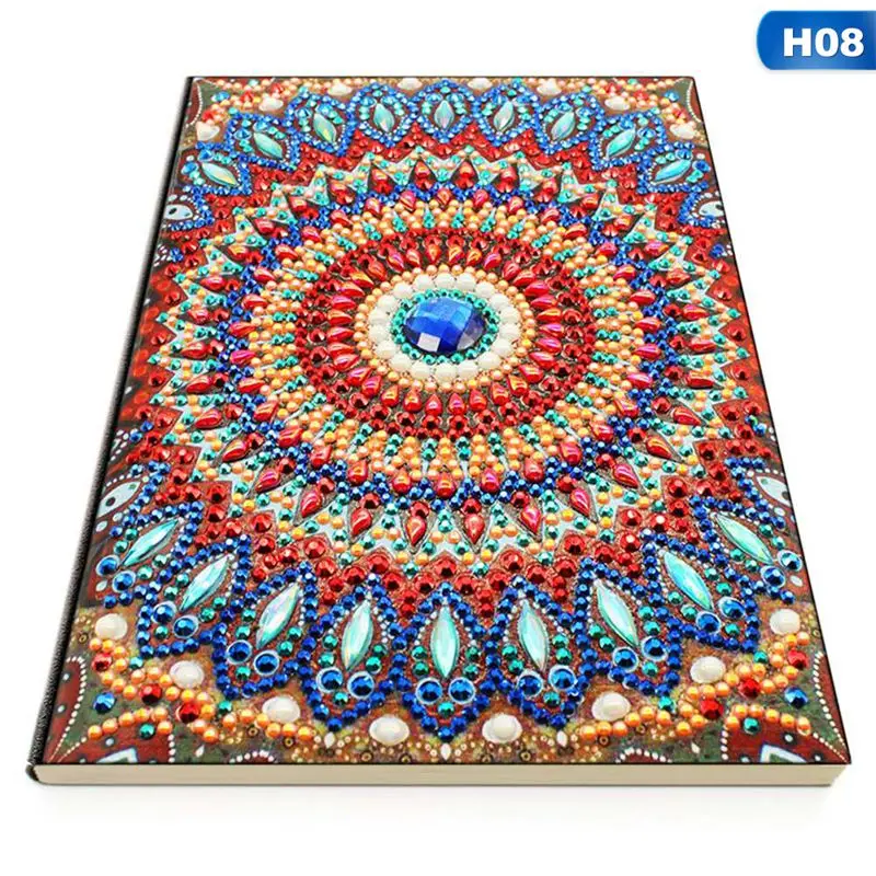 Diy Art Алмазный альбом для рисования дневник полная круглая вышивка мозаикой из стразов A5 64 страницы Сова Павлин блокнот - Цвет: H08
