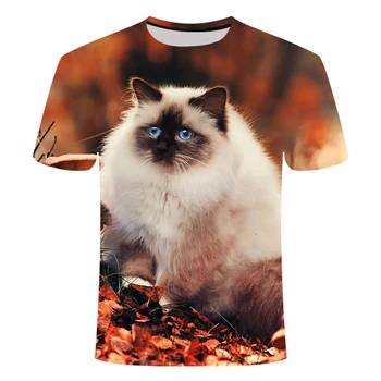

New Fashion 3D animal pet cat print T-shirt female harajuku style top T-shirt female O collar short sleeve T-shirt Dropshipping