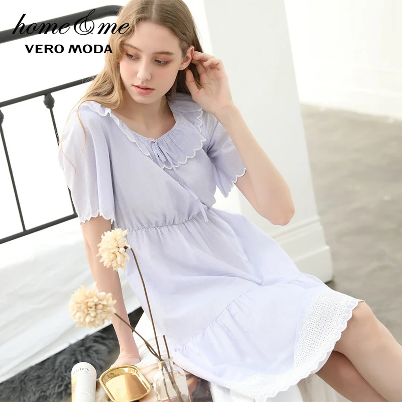 

Vero Moda 2019 New Arrivals Embroidered Cut-out High Waist Night Dress Homewear Dress | 31926Z564