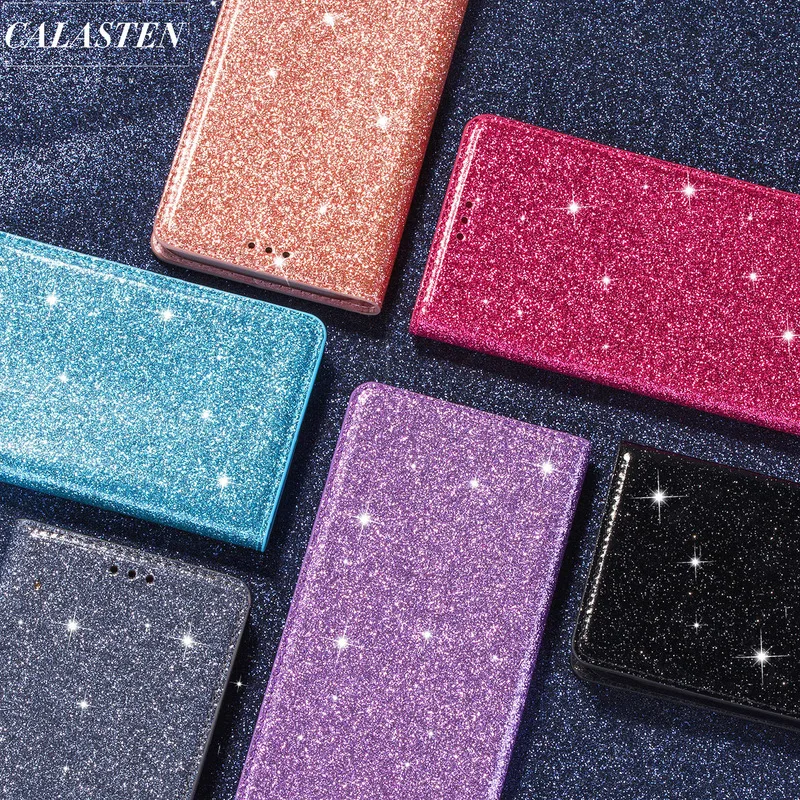 Fashion Bling Glitter Leather Wallet Flip Case For Samsung A20S A12 A32 A52 A42 A72 A51 A71 5G A21S A31 A50 A70 A30 Holder Cover cute samsung cases