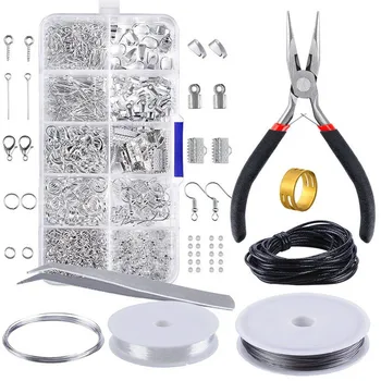 

Accessories Findings Tool Set Open Jump Ring Lobster Clasp Tail Chain Clip Buckle Drop Kit Earring Hooks for DIY Jewelry Making