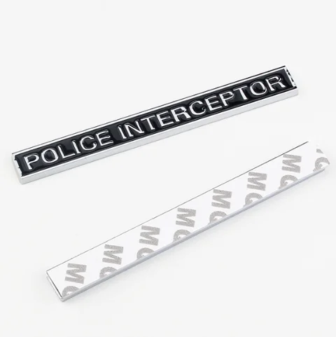 3d Metal Black Chrome Police Interceptor Car Fender Emblem Badges Decal ...