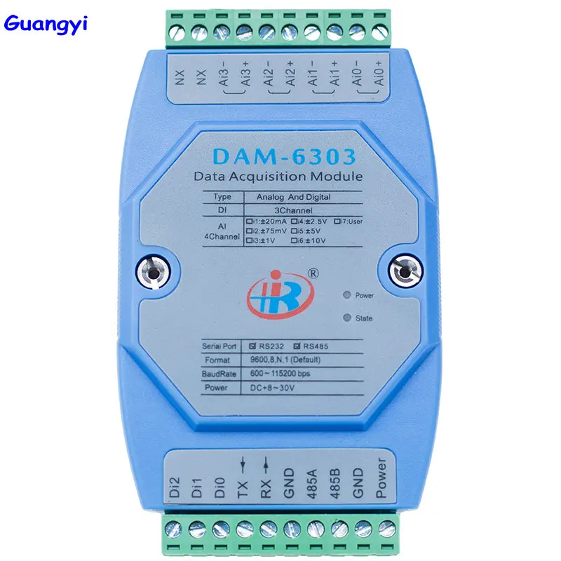 Guangyi DAM6303 mixed analog digital input data acquisition module Modbus voltage current converter
Guangyi DAM6303 mixed analog digital input data acquisition module Modbus voltage current converter