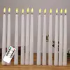 Paquete de 12 velas LED a distancia parpadeantes amarillas, velas cónicas a distancia sin llama de plástico, led bougie para decoración de fiesta de cena ► Foto 2/6