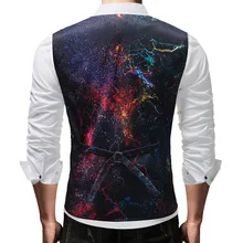 19 осенний стиль AliExpress Повседневный приталенный принт с краской МОЛОДЕЖНЫЙ мужской костюм жилет