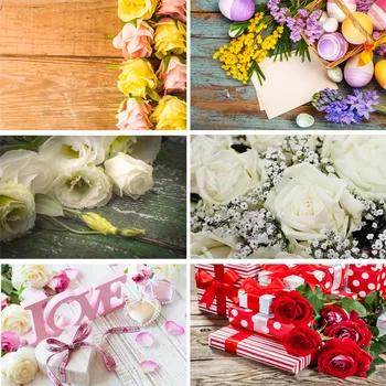 

Vinyl Custom Photography Backdrops Flower and Wooden Planks Theme Photography Background 200309HK-02