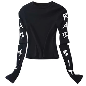 

Black T Shirt Long Sleeve Women Sexy Cotton Summer Tshirt Fashion Hip Hop Streetwear Vintage Womens Tops And Blouses II50NSTX