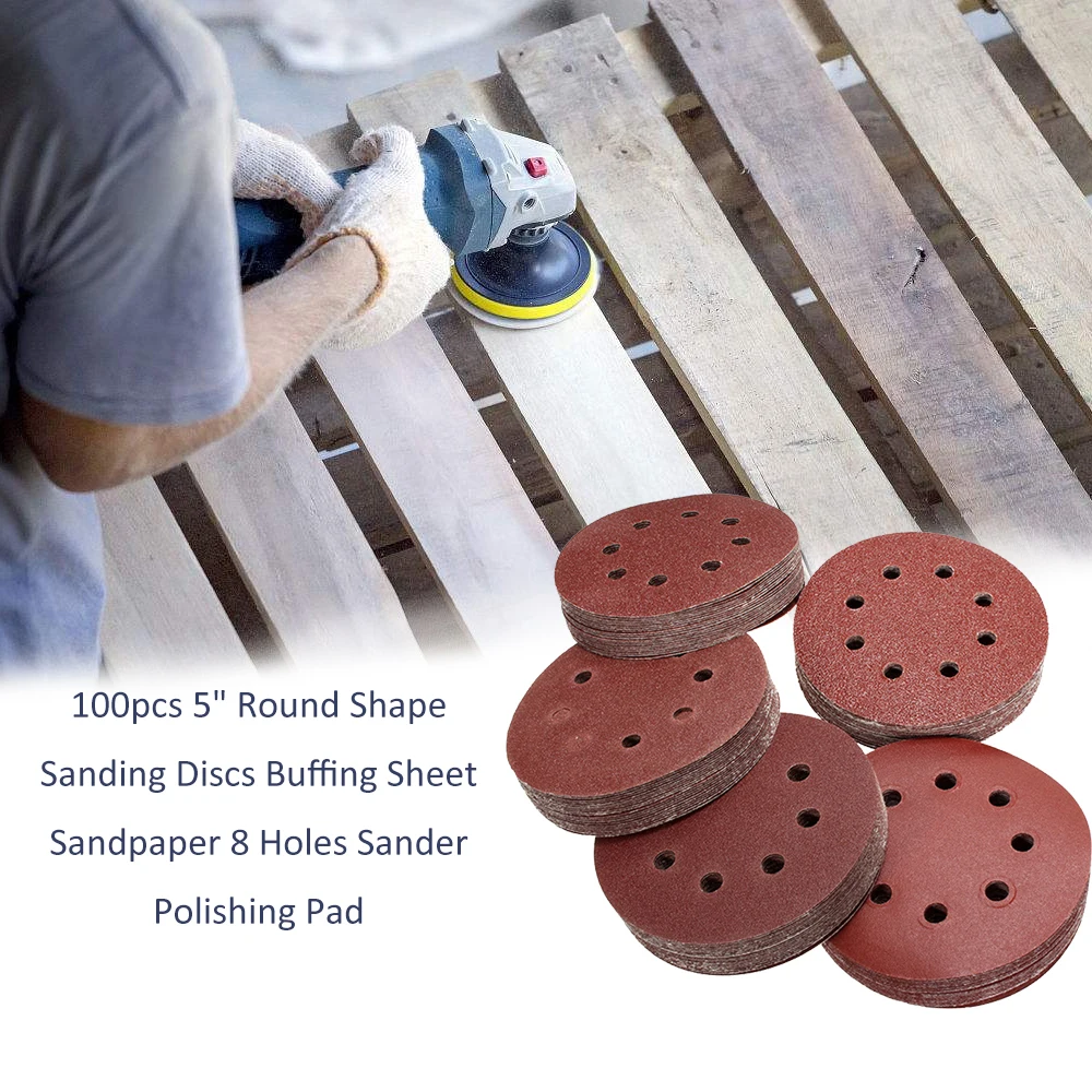 

100 PCS High Quality Hook Loop Sandpaper with 8 Hole Sand Pads Set 60-1000 Grit Sander Disc Abrasives Tools for Polish Machine