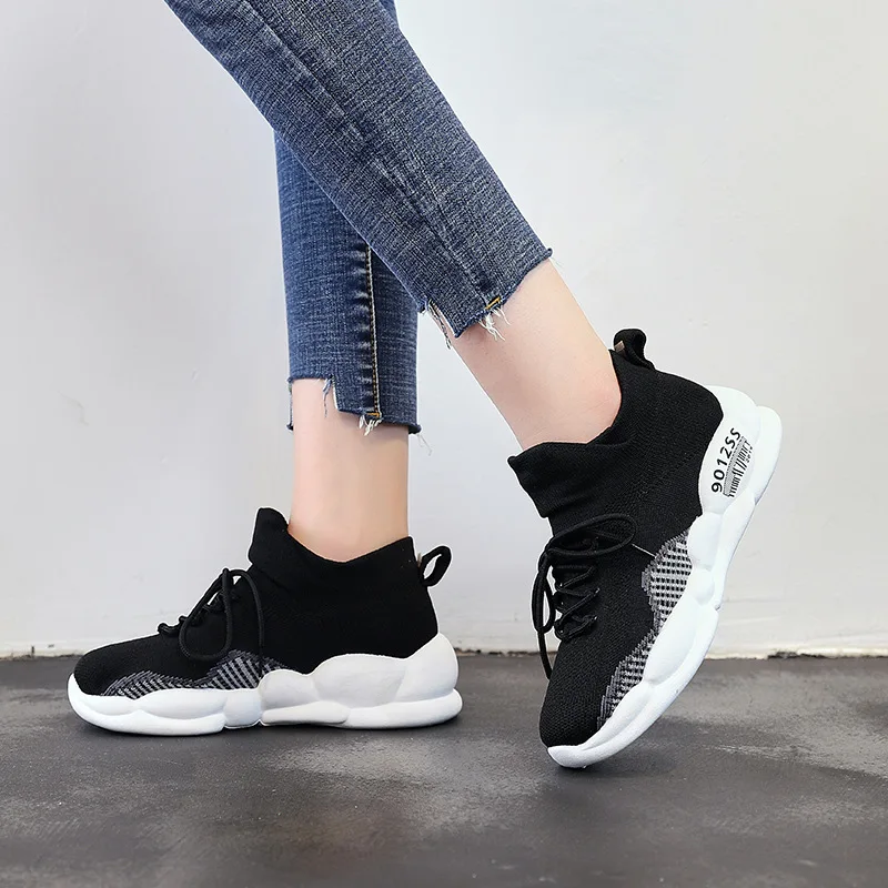 

Women's Sneakers Mesh Breathable Pink Woman Fitness Shoes Lace-up Lightweight Black Running Shoes Size 35-40 Zapatos de mujer