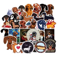 50個ダックスフント犬ステッカー防水スケートボードハイドロfaskノートパソコンのスーツケースかわいい動物漫画のステッカー