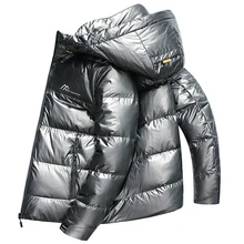 Яркий пуховик мужской короткий зимний 90% белый утиный пух Мужская куртка для отдыха тренд с капюшоном мужская одежда мужское пальто