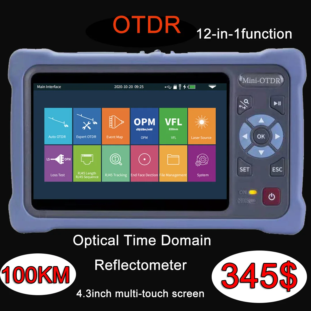 Волоконно-оптический рефлектометр OTDR 1550 нм, 26/24 дБ, 12 функций, сенсорный экран, тестер кабеля Ethernet VFL OLS OPM, карта событий
